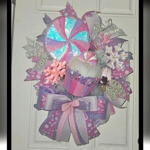 Pink and Purple Candyland Christnas Wreath
